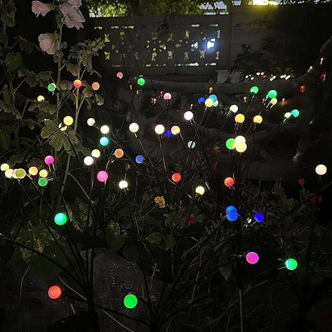 COVS Solar Garden Lights 8 LED Vibrant Firefly Starburst Swaying Lights by Wind Solar Lights for Outside Garden Decoration Firefly Lamp Outdoor Waterproof Multi Color (4 Pack, Multi-Colored)