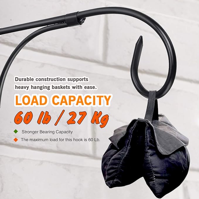 Iron Hanging Basket Brackets, 2 Pcs 11 Inch Durable Weather-Resistant Outdoor Plant Hooks for Hanging Plant Lantern Windchime Birdhouse Metal Sign Fruit Bracket, Screw Included