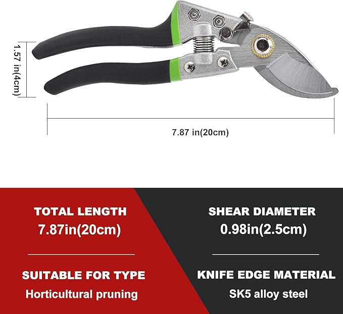 Pruning Shears for Gardening, Bonsai Cutters, Gardening Shears Heavy Duty, Cutting Shears Garden,Hedge Clippers, Rose Pruning Shears, Hand Clippers Gardening, Clippers For The Garden, (Green black)