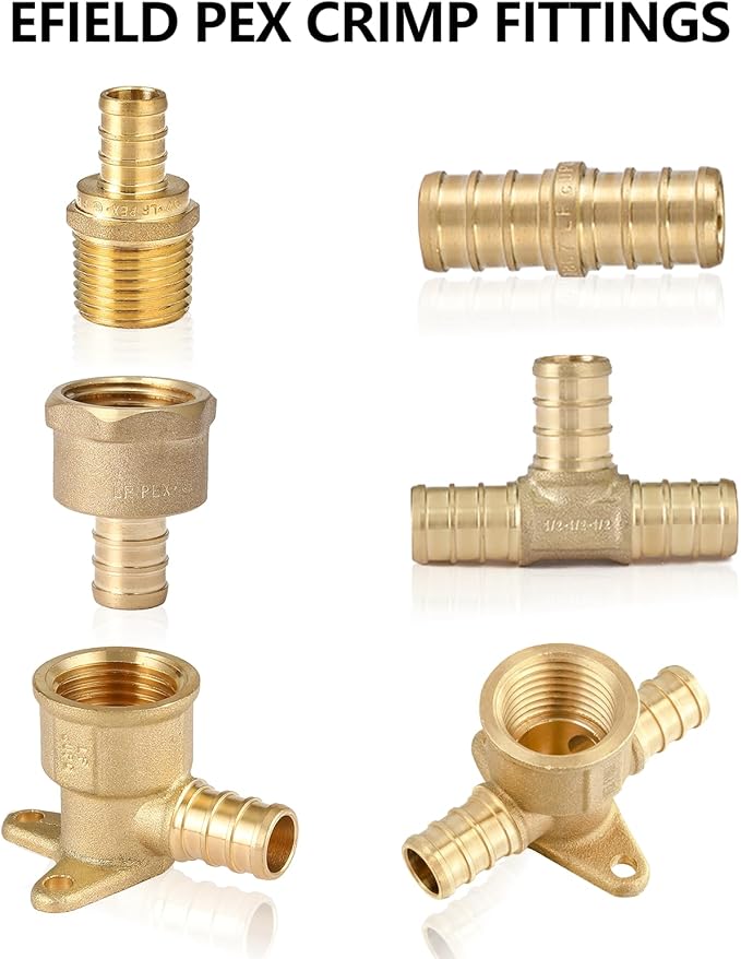 (Pack of 5) EFIELD Barb Crimp Pex 3/4" Plug (End Cap) Brass Fitting, ASTM F1807