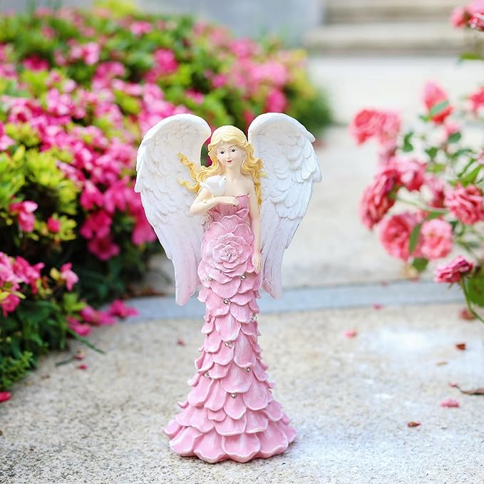Solar Angel Garden Statues Outdoor with LED Lights –Garden Angel Figurine- Outdoor Lawn Decor Garden Figurine for Patio, Balcony, Yard, Ornament - Unique Housewarming Gifts