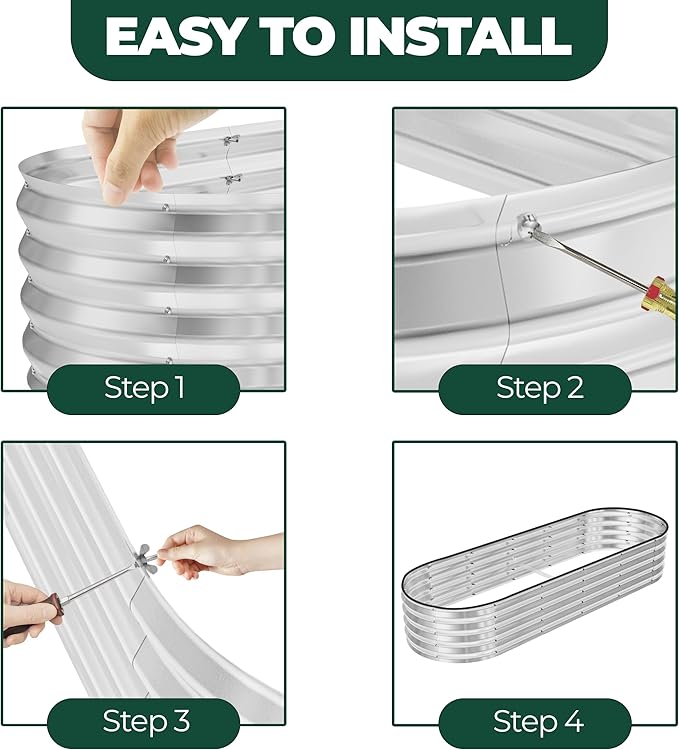 Utopia Home 2 Pack Galvanized Raised Garden Bed, 6ft x 2ft Lightweight Planter Boxes Outdoor with Easy Assembly, Large Garden Bed for Vegetables, Fruits, Flower - Silver