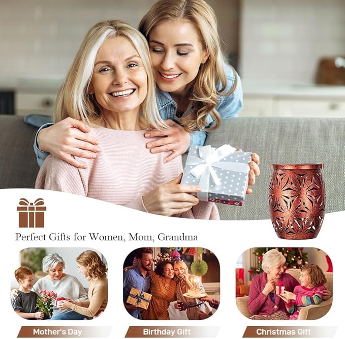 Solar Outdoor Lanterns with Floral Design,LED Garden Lights,Outdoor Solar Table Lantern Waterproof Brown Flower Hollowed,Table Lamp for Indoor/Outdoor Patio Porch Lawn Pathway Indoor