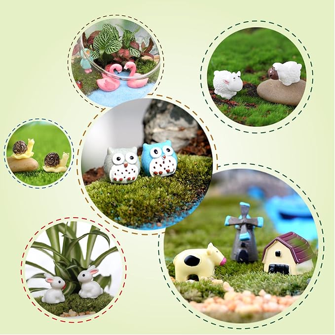 Dracarys Selected 50 Pieces Fairy Garden Accessories, Animals, Miniature Figurines, Micro Landscape Ornaments Kit, DIY , Environmental Resin