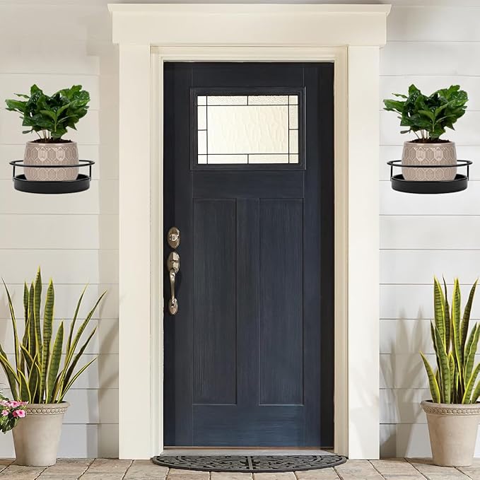 ARTORA Wall Mounted Plant Holder, 2 Pack Metal Flower Pot Wall Hanging Shelf Black Indoor Outdoor Decorative Floating Shelves Planter Hanger Racks for Wall Bedroom Living Room Porch Balcony Decor