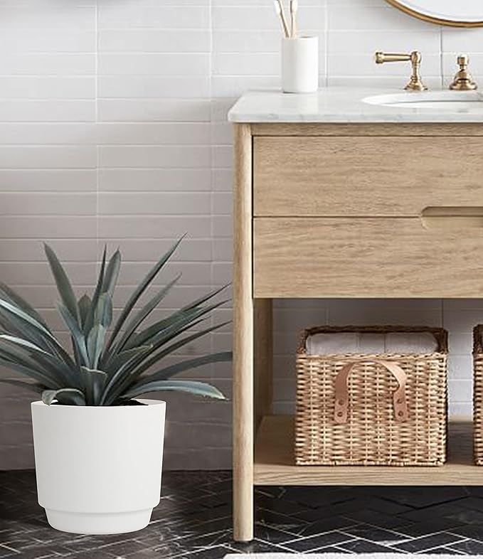 kubvici Plant Pots for Indoor Plants, 2 Pack 12 Inch Pots for Plants, Lightweight Large White Planters for Indoor Plants Outdoor Plants, Big Plastic Plant Pot Flower Pot with Drainage (12” White)