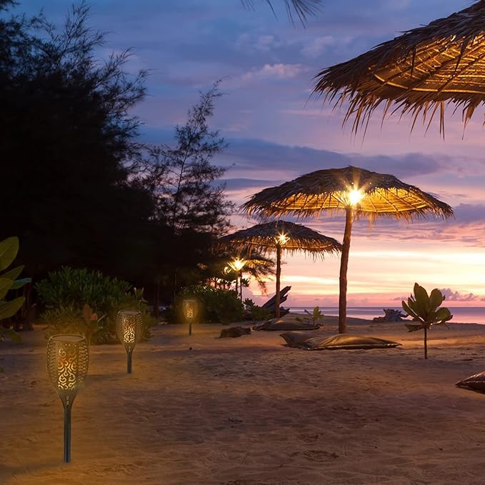 Solar Lights Outdoor 43" (Super Large Size), 99 LED Solar Tiki Torches with Flickering Flame, Waterproof Solar Powered Lights for Holiday Decorations Outside Garden Yard Pathway Decor