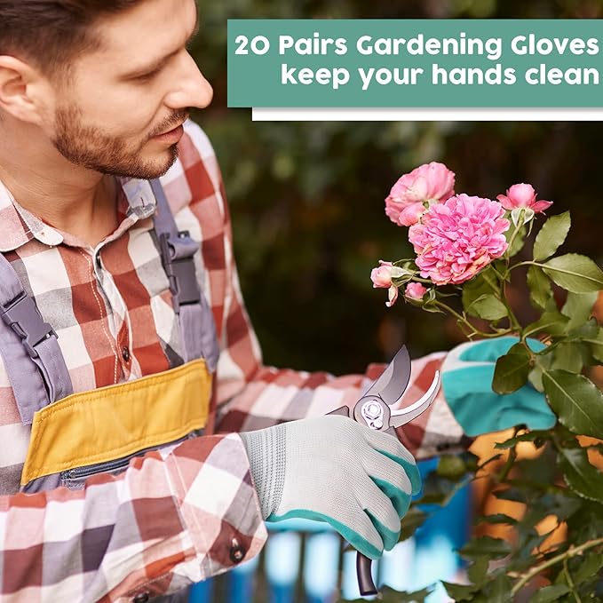 20 Pairs Garden Gloves for Women Ladies' Gardening Gloves Bulk Breathable Rubber Coated Protective Work Tools Universal One Size