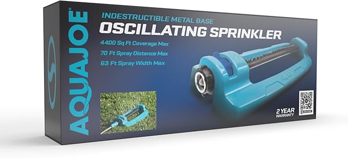 Aqua Joe SJI-OMS20 Aqua Joe 4,400 Sq Ft Coverage Indestructible JUMBO Metal Base Oscillating Sprinkler