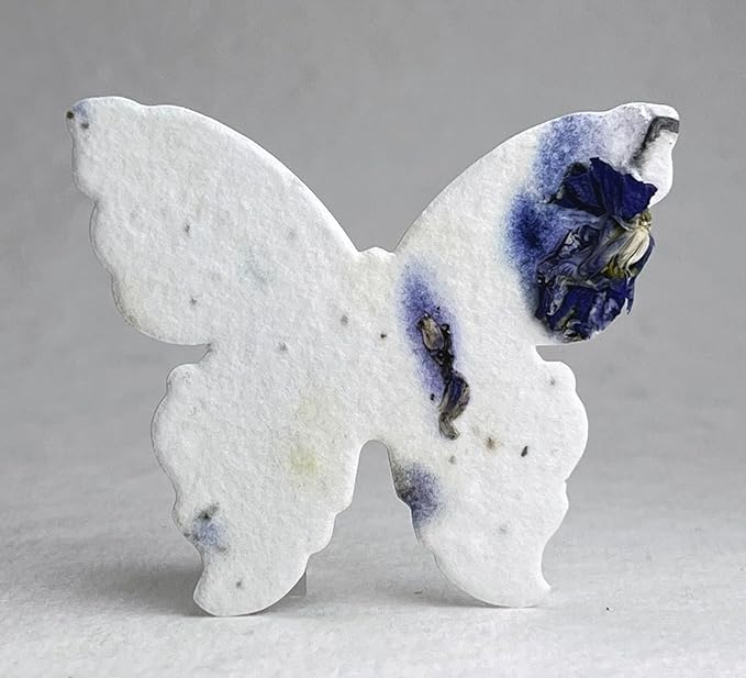 Of The Earth Handmade Paper - Wildflower Seed Paper Butterfly Shape - Large 3" - Set of 24 (04s Purple Petal)
