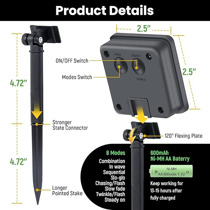 Solar String Lights Outdoor Waterproof: 50ft 100LED Solar String Lights Outdoor - Solar Powered Twinkle Fairy Tree Light with 8 Lighting Mode for Patio, Garden,Courtyards,Trees(Warm White)