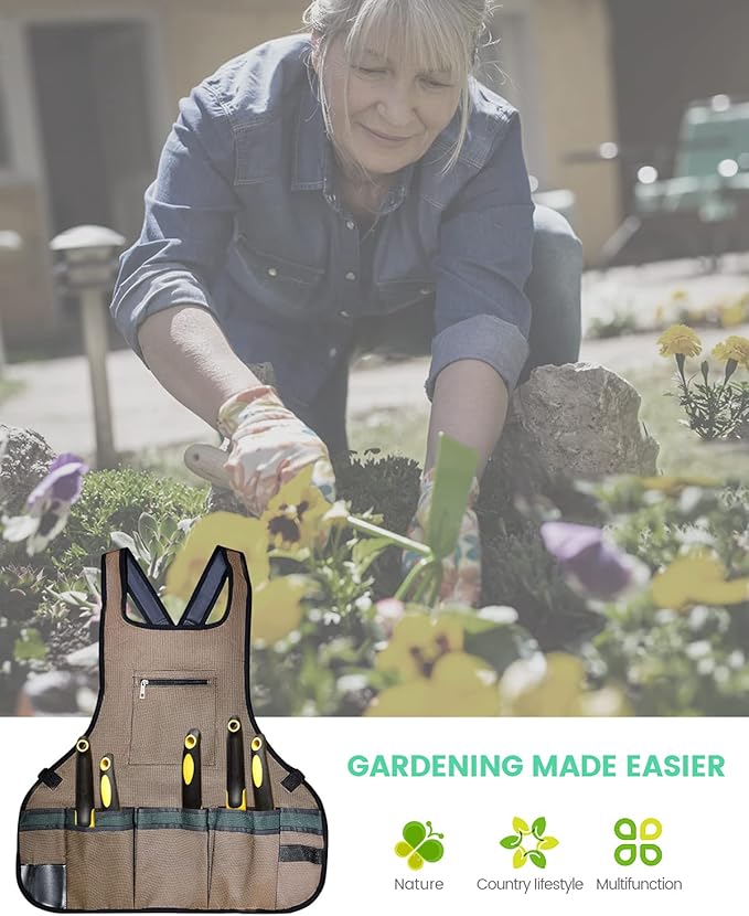 EJWOX Garden Work Apron with Pockets,Great Gardening Gifts for Women Lawn Care