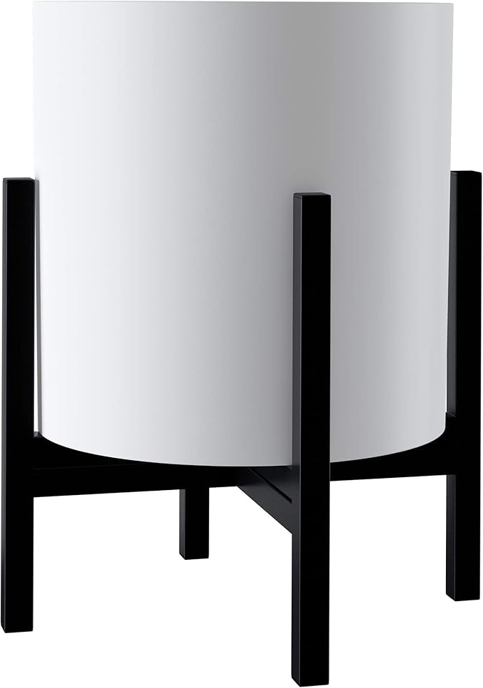 FaithLand Mid Century Plant Stand Indoor Outdoor (EXCLUDING 12" Plant Pot) , Hold Up to 12 Inch Planter, Metal Planter Stand, Potted Plant Holder, Black - Fits Snake Plant - Upgraded Design.