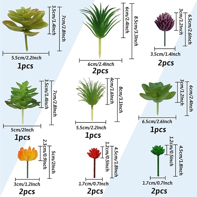 Succulents Plants Artificial, 20pcs Colorful Fake Succulents, Mini Artificial Succulents for DIY Home Terrarium Floral Wall Office Decoration (Unpotted)