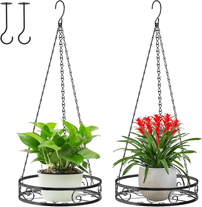 2-Pack Hanging Planters for Indoor Plants - Heavy Duty Metal Plant Hanger Indoor with 3 Chains and Hooks – Aesthetic Hanging Plant Holder for an Instant Indoor and Outdoor Decor