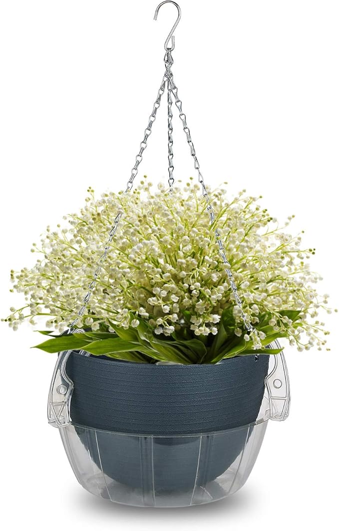 Idyllize 5 Piece of 10 Inch Clear Plastics Plant Saucers Drip Pans for Hanging Basket Indoor and Outdoor (10'')