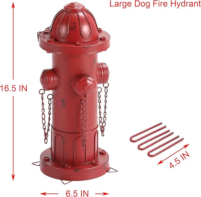 16.5" H Metal Fire Hydrant for Dogs to Pee On, Vintage Dog Fire Hydrant Pee Post for Outdoor Decor