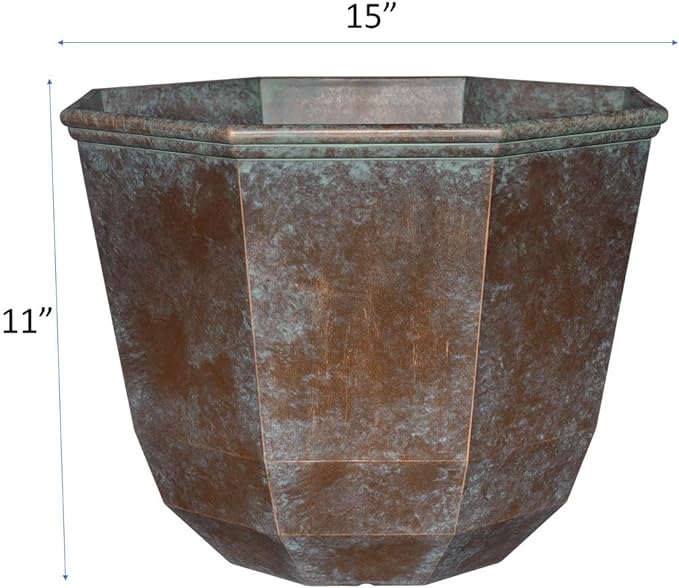 Classic Home and Garden Premiere Collection Planter, Shaina 15", Weathered Copper