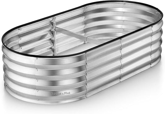 Galvanized Raised Garden Beds Outdoor // 4×2×1 ft Planter Raised Beds for Gardening, Vegetables, Flowers // Large Metal Garden Box (Silver) // Patented Tool-Free Design