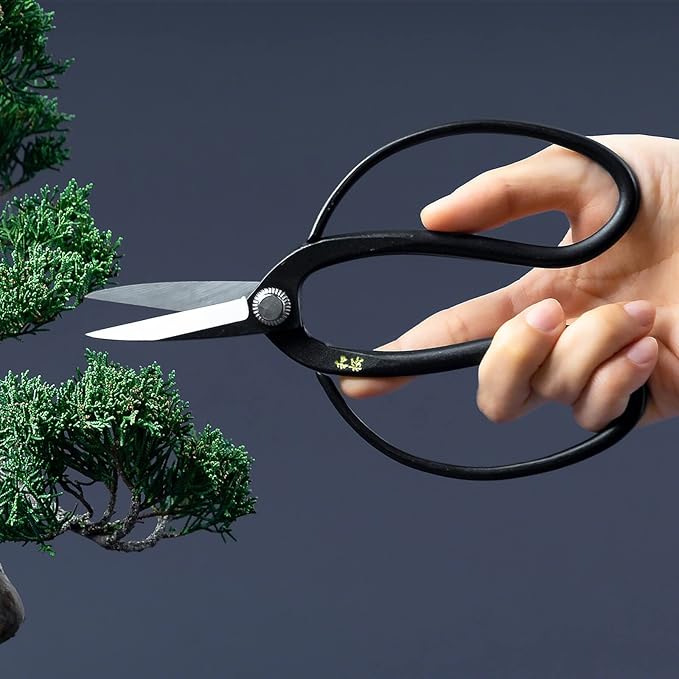 Wazakura Yasugi Steel Made in Japan Traditional Bonsai Scissors 7 inch (180 mm), Pruning Shears, Japanese Gardening Tools - Yasugi Steel Traditional Bonsai Scissors