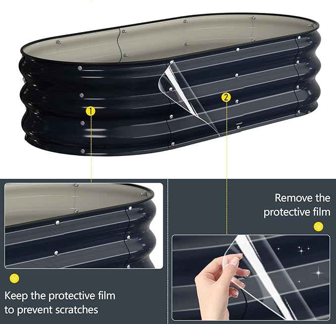 Kesfitt Raised Garden Bed Kit,Outdoor Galvanized Planter Raised Boxes with Safety Edging and Gloves,Large Metal Raised Garden Beds for Gardening Vegetables,Fruits,Flower(4x2x1FT)