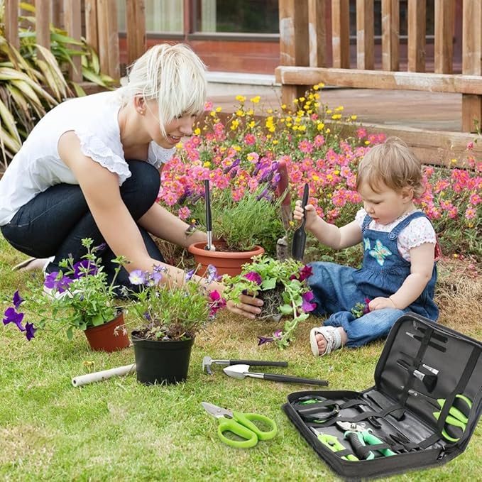 Bonsai Tool Kit, 21 Pcs Gardening Tools Set Include Garden Pruning Shears, Plant Trimming Scissors, Training Wire, Succulent Tool, Leather Bag Storage, Gardening Gifts for Women, Plant Lovers
