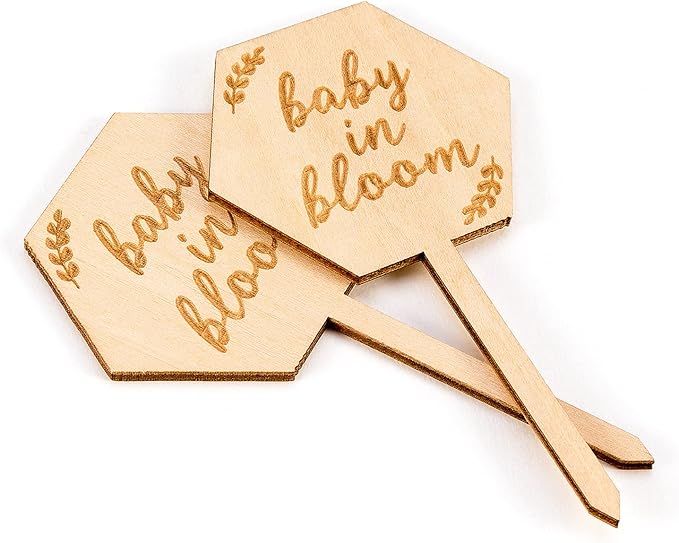 Baby in Bloom Succulent Tags Baby Shower Favors Gifts, PARBEE 20PCS Hexagon Plant Stakes Labels Gift Wooden Garden Stakes Succulent Plant Markers