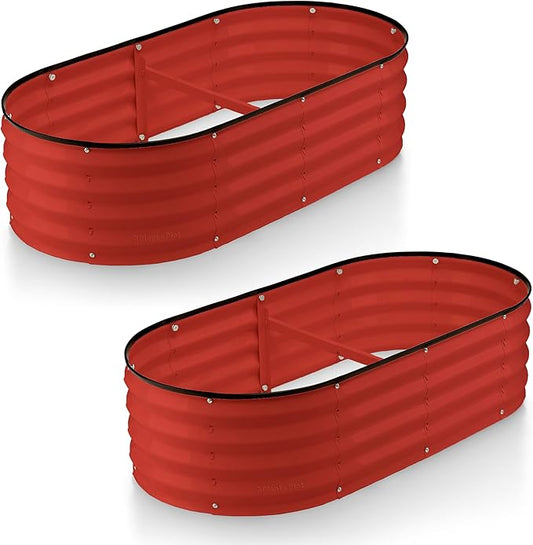 Galvanized Raised Garden Beds Outdoor // 4×2×1 ft (2-Pack) Planter Raised Beds for Gardening, Vegetables, Flowers // Large Metal Garden Box (Red) // Patented Tool-Free Design