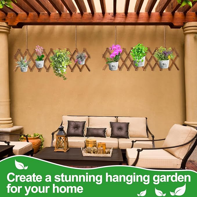 Pack of 2 Extra Thick Wooden Wall Trellis- Expandable Wall Planter Lattice Panels for Climbing Plants, Hanging Vertical Plant Support Fence Frame Outdoor Indoor for Balcony Patio Garden Room