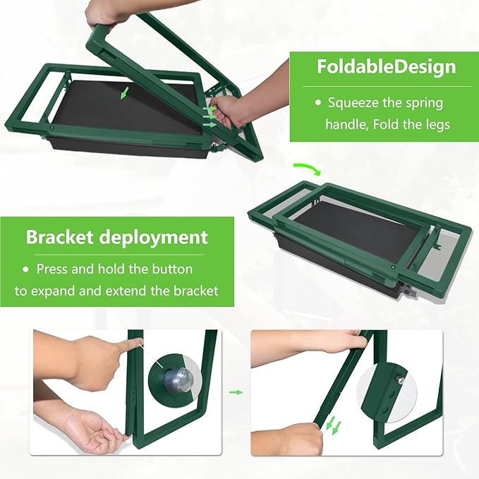 seasky Foldable Garden Kneeling and Seat,Anti-Tipping Garden Stool Widened Thick Soft Kneeling Pad, Heavy Duty Gardening Stool with Garden Tool Bag,Gardening Gift for Women(Without Gloves)