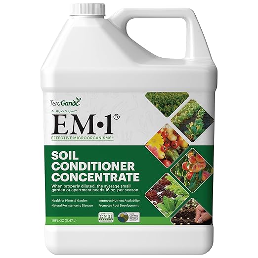 TeraGanix EM-1 Plant Growth, Microbial Inoculant Concentrate (1 Btl = 16 Gal), Soil Conditioner, Root Enhancer, Liquid Probiotic for Soils & Plants, Seed Germination, Garden, Lawn Care (16 fl oz)