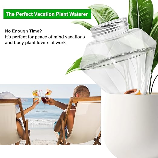 Watering Globes XL- 4 Pcs Diamond Plastic Shape Plant Watering Globes Self Watering Planter Insert 17oz Large for Indoor&Outdoor Plants Watering Bulbs