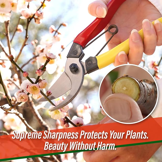 SUIZAN Bypass Pruning Shears 8” - Professional Japanese Hand Pruners Garden Scissors Gardening Tools