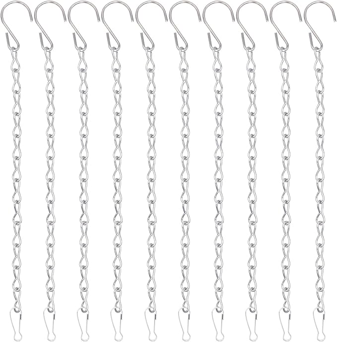 10 Pack 9.5 Inch Silver Hanging Chains for Hanging Bird Feeders, Bird Houses, Planters, Baskets, Birdbaths, Lanterns, Wind Chimes, Billboards, Signs and Ornaments