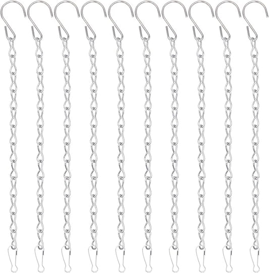 10 Pack 9.5 Inch Silver Hanging Chains for Hanging Bird Feeders, Bird Houses, Planters, Baskets, Birdbaths, Lanterns, Wind Chimes, Billboards, Signs and Ornaments