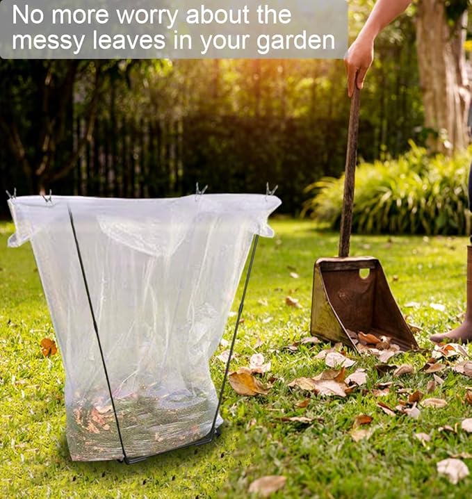 Garden Trash Bag Holder - Outdoor Leaf Bag Support Stand Multi-Use Metal Garbage Bag Holder Frame Holds 30-45 Gallons Bag for Camping Leaves Gardening Parties Yard Weeding (Black)