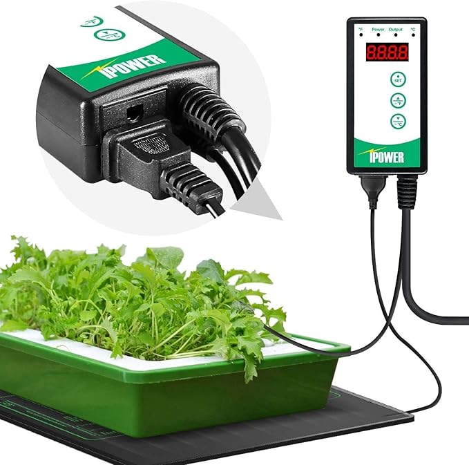 iPower 10" x 20.75" Waterproof Durable Seedling Heat Mat with Controller Warm Hydroponic Plant for Indoor Gardening Germination Starting