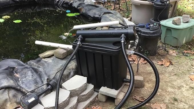 Pond Tubing ID 1 1/4” × 50ft Black Corrugated Flexible Reinforced Waterfall Pond Tube Sump Pump Hose, Non-toxic & Kinkproof (50 ft, 1 1/4" ID)