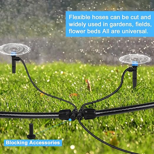 40FT Drip Irrigation Tubing, 1/2 inch Blank Distribution Tubing Kit, Garden Watering Tube Line with 4PCS 6-Way Quick Connector and 3 Plugs for Garden Irrigation System (40FT)