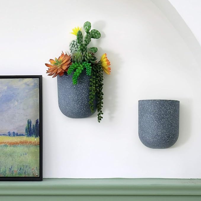 LA JOLIE MUSE Wall Hanging Planters for Indoor Plants,Hanging Flower Pots for Air Plants Succulent, Set of 2, 6 Inch, Weathered Gray