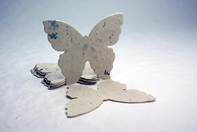 Of The Earth Handmade Paper - Wildflower Seed Paper Butterfly Shape - Large 3" - Set of 24 (47s Junk Mail)