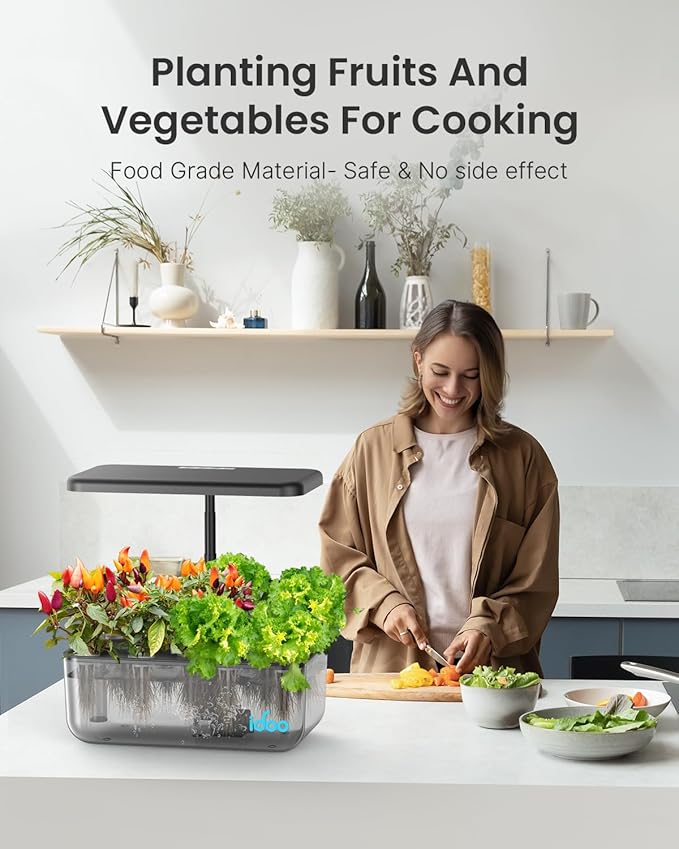 iDOO Hydroponics Growing System Kit 12 Pods, Christmas Gifts Gardening Gifts for Women Mom Dad Kids, Indoor Herb Garden with LED Grow Light for Home School, Indoor Plants Good for Mental Health