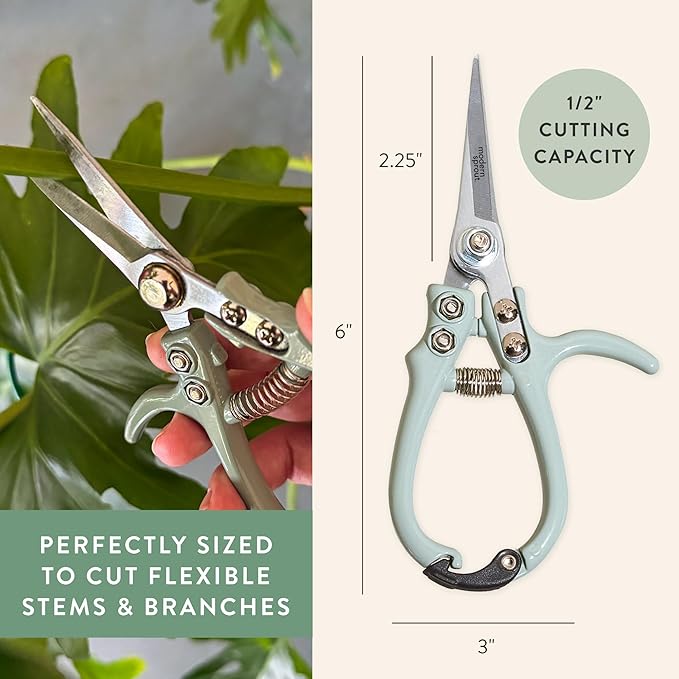 Modern Sprout Pruning Shears for Gardening, Herb Snips, Flower Cutting Scissors, Indoor Plant Shears, Lightweight, Ergonomic, Carbon Steel Blade, Easy-Lock Safety, Aesthetic (Lavender)