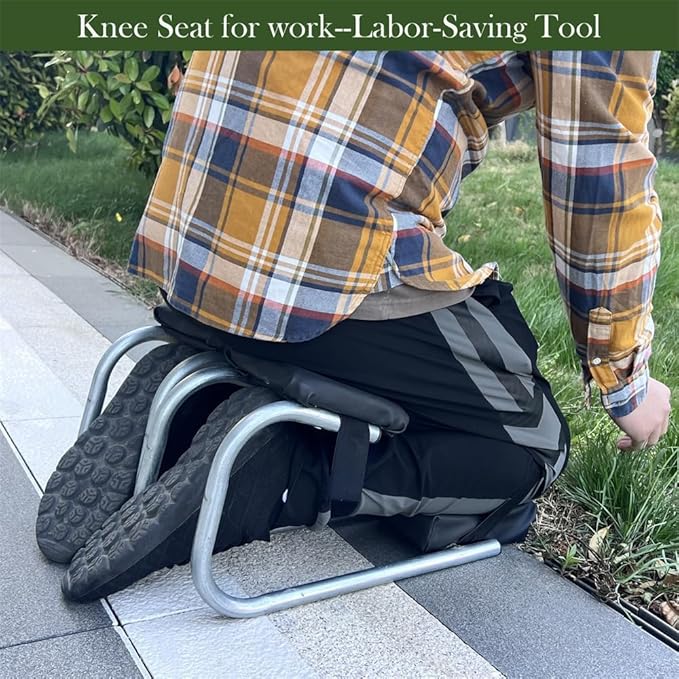 New Knee Seat for Gardening, Protecting Knees, Labor-Saving Tools for Farm Work, Strap on Kneeling Device for Garden (Silver)