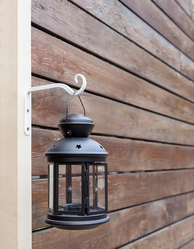 Mkono Hanging Plant Bracket 6 inch Metal Wall Plant Hook Decorative Plant Hanger for Bird Feeders, Planters, Lanterns, Wind Chimes, Home Decor Indoor Outdoor 4 Pack, White