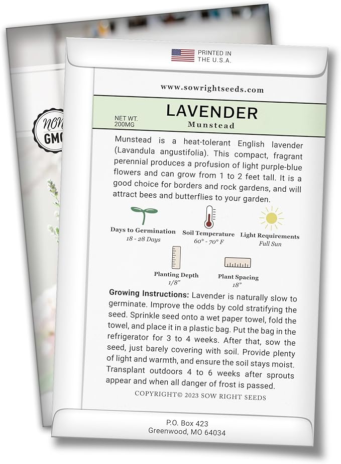 Sow Right Seeds - Dwarf Herb Seed Collection for Planting - Munstead Lavender, Greek Basil, Compact Dill, Roman Chamomile & Thyme to Grow a Home Garden - Compact Varieties - Grow Your Own Fresh Herbs