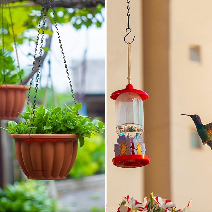 RIFNY Hanging Chains with Hooks, 15 Pieces 20 Inch Black Chain for Hanging Bird Feeders Planters Baskets Billboards Lanterns Wind Chimes Ornaments Outdoor/Indoor Use (20 inch 15pcs)