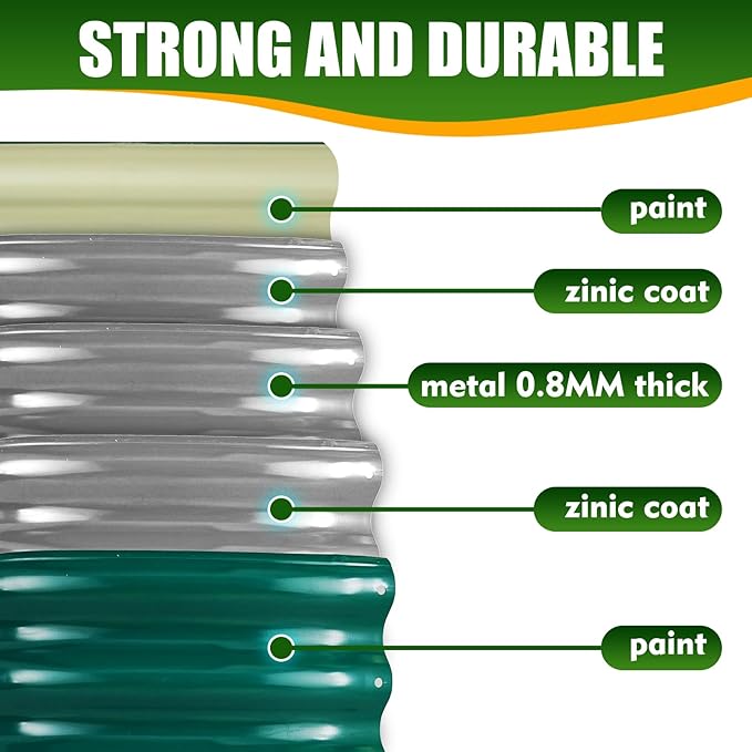 17" Tall Elevated Oval Metal Raised Garden Bed - 4ft x 2ft in Size and 0.8MM Thick Durable Planter Bed/Box for Vegetables Flowers Succulent at Patio/Garden Outdoor (Dark Green, 4X2X1.4 FT)