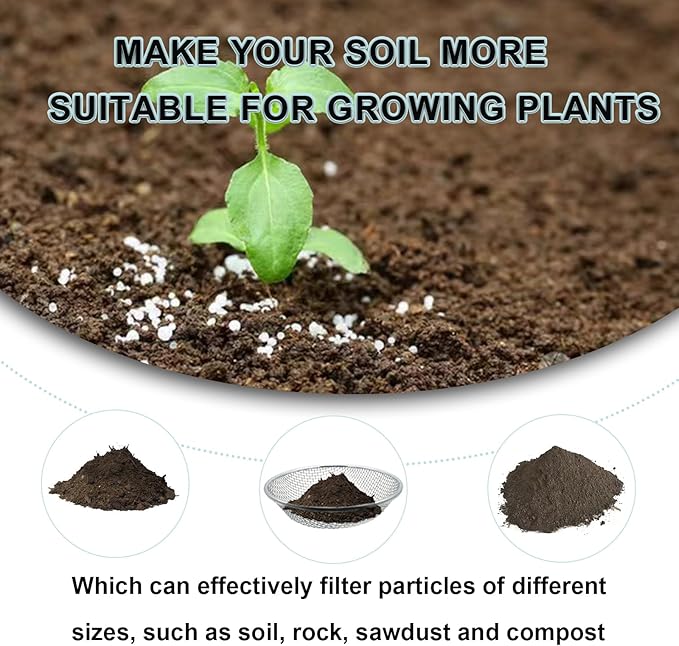 2PCS Soil Sifter for Gardening, Rock Sifter for 5gallon,Compost Sifter Dirt Sifter,Captures Dirt Rocks Sawdust