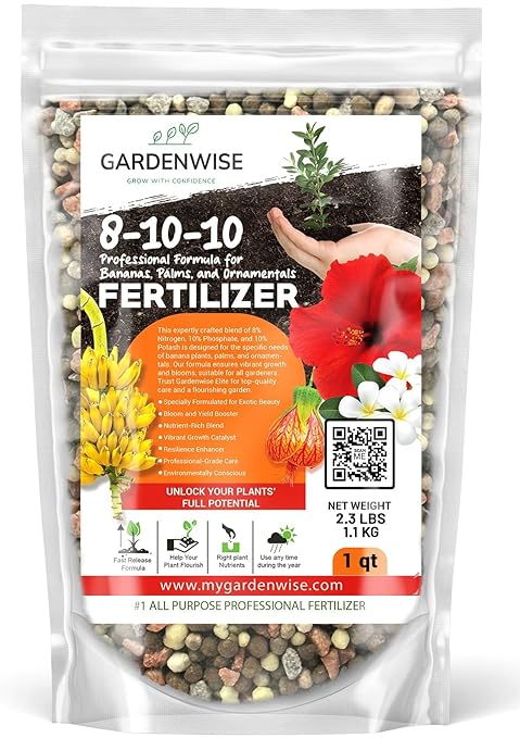 Elite 8-10-10 Professional Fertilizer for Banana, Flowering, and Fruit Trees, Ornamentals - Boosts Flowering & Fruiting - for Indoor & Outdoor Plants (1 Quart)